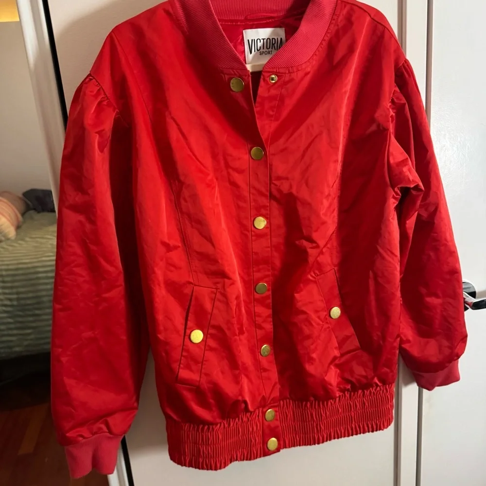 VICTORIA SPORT Red Satin Bomber Jacket - Picture 4 of 5